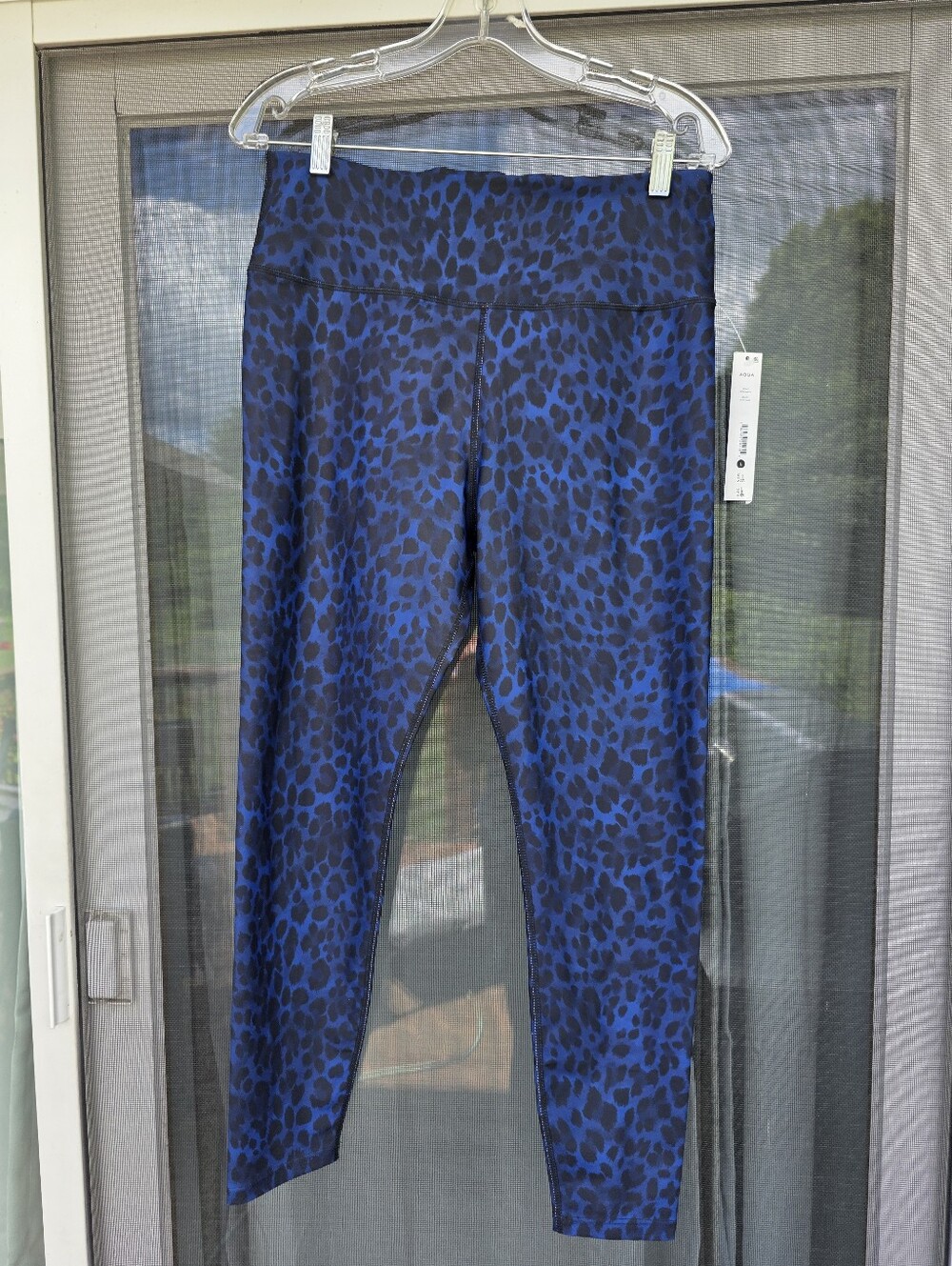 NWT AQUA Blue Leopard Print  Leggings L